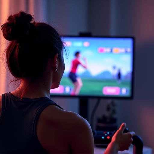 フィットネスゲームを楽しむ人
